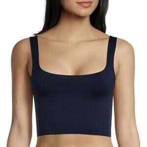 Free People Scoop Neck Crop Top Navy Sleeveless Cropped Brami M/L New